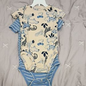 Carter's Cream and Blue Safari Print Bodysuit
